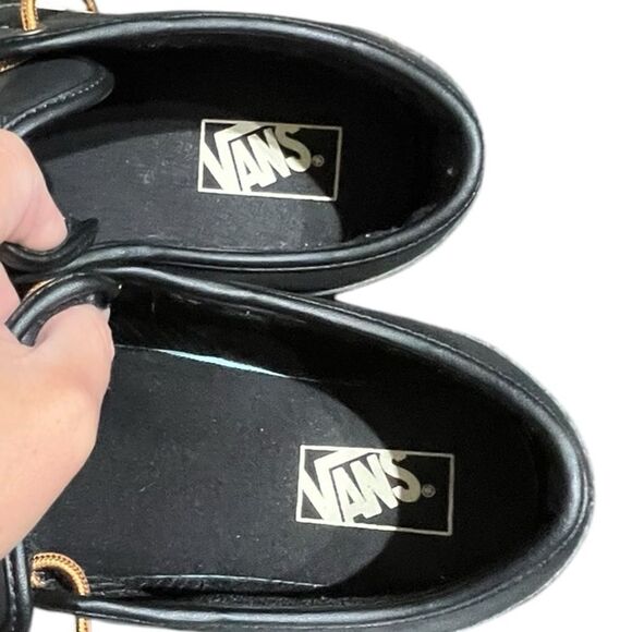 Vans Men’s Black Leather Shoes, Size 10.5 - Picture 8 of 9